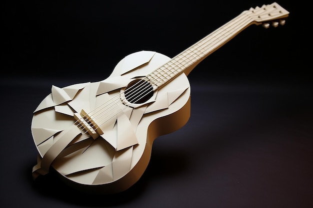 guitarra de origami hecha de papel