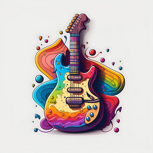 Foto guitarras bonitas estilo de arte digital dibujos animados coloridos