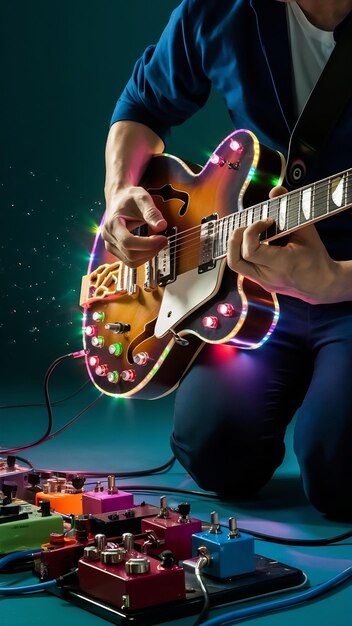 Foto guitarras elétricas e pedais