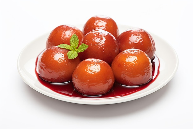 Gulab Jamun auf Teller auf weißem Hintergrund