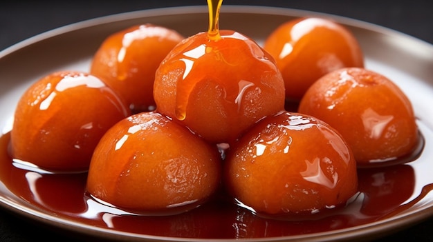 Gulab Jamun con jarabe en la parte superior