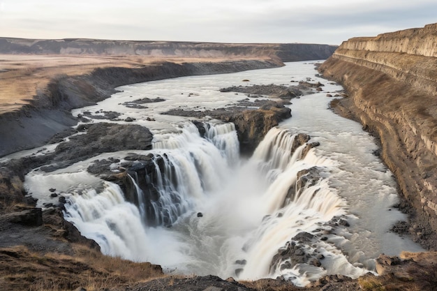 Gullfoss una cascada en el Círculo Dorado de Islandia