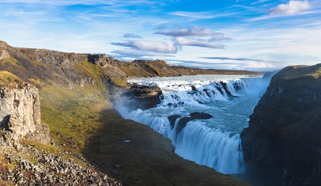 Gullfoss golden falls cachoeira longa exposição água de seda