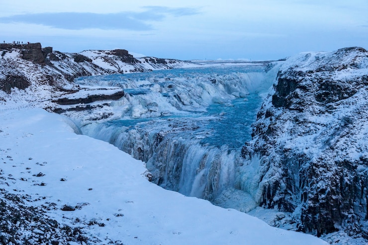 Foto gullfoss, island - 01022018 gullfoss ist einer der schönsten wasserfälle islands.