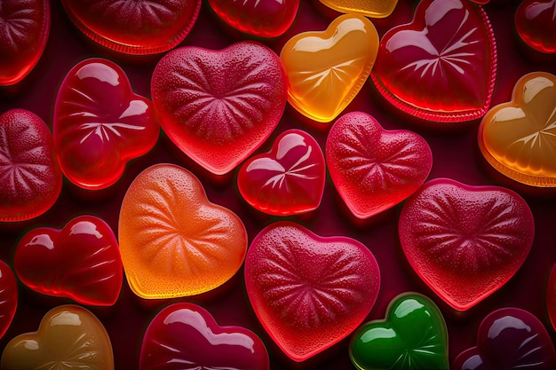 Gummibärchen Herzen Bonbons Hintergrund Generative Ai