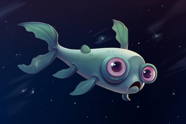 Foto guppy espacial com três olhos