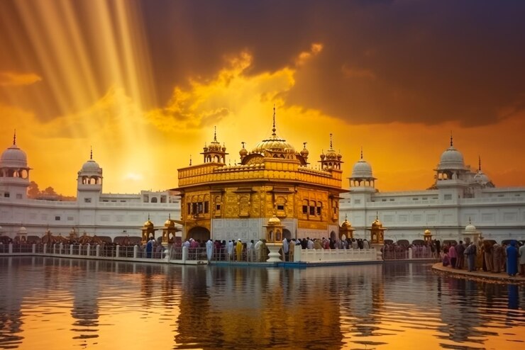 gurdwara con la cúpula dorada en el fondo