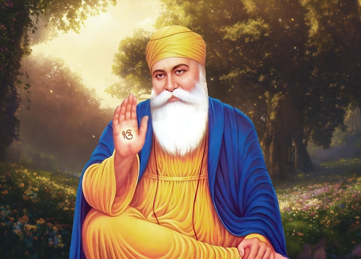 Foto guru nanak dev guru indio cultura de la india hombre con cuentas señor hindú