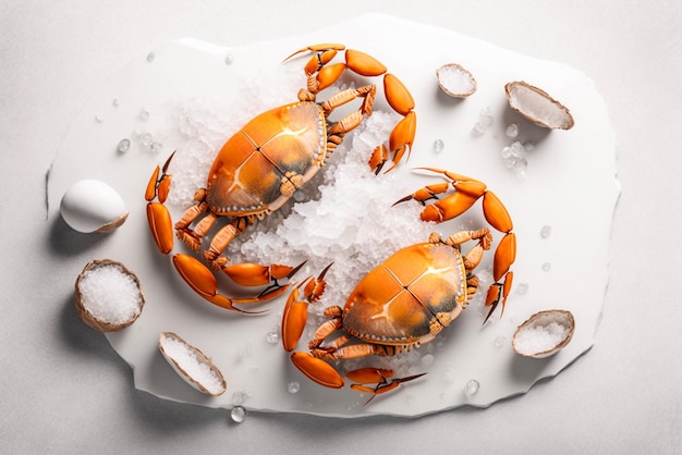 Gut gewachsene Krabben bereit zum Kochen auf einem Tisch
