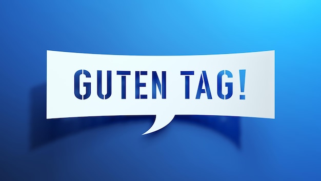 Guten Tag Speech Bubble Linguagem Alemã Desenho Abstrato Minimalista Com Papel Cortado Branco