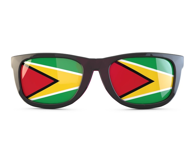 Guyana Flagge Sonnenbrille 3D-Rendering