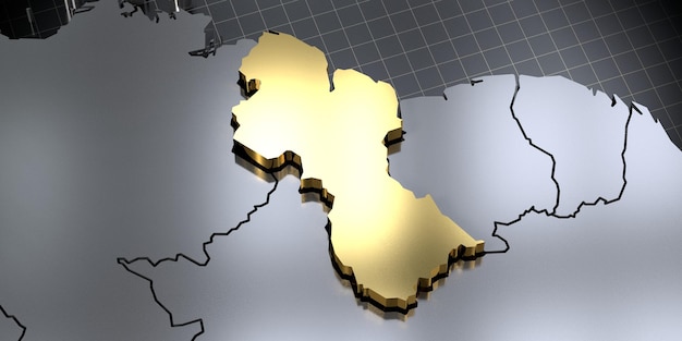 Guyana-Landform 3D-Darstellung