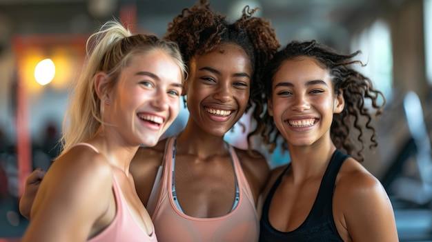 Gym-Buddy Laughter feiern gemeinsam Fitness-Meilensteine Generative KI