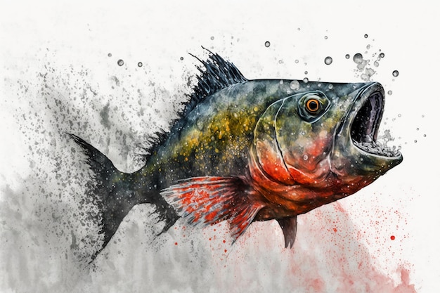 Gyotaku Piranha-Aquarellmalerei