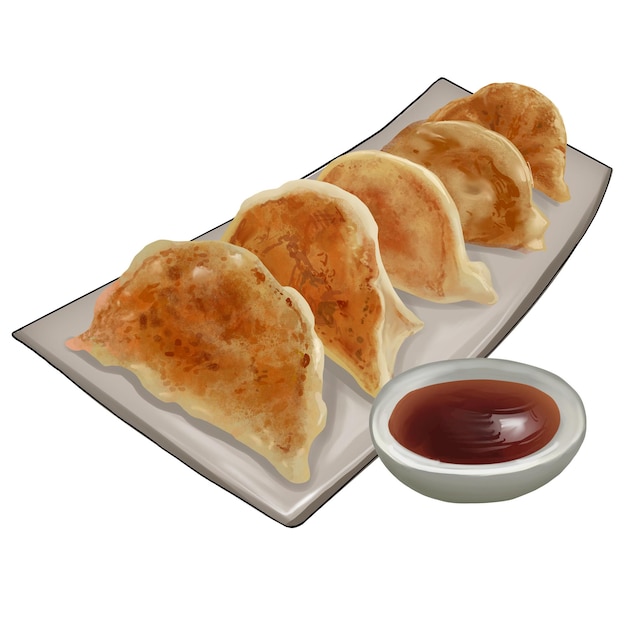Gyoza png adesivo japonês aperitivo de comida em fundo transparente