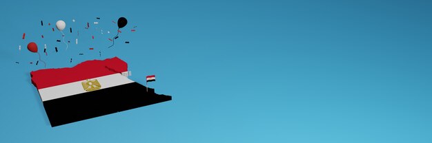 Ägypten Karte für soziale Medien und Website Hintergrund Cover, um nationalen Einkaufstag und nationalen Unabhängigkeitstag in 3D-Rendering zu feiern