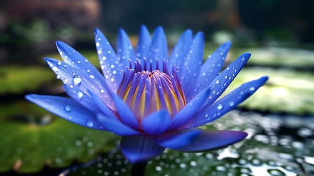 Ägyptische blaue Seerosenblume, wunderschön blühende generative KI