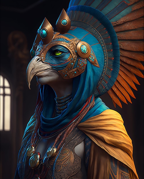 Ägyptischer Pharao Horus-Gottkrieger in königlichen Kostümen und Accessoires