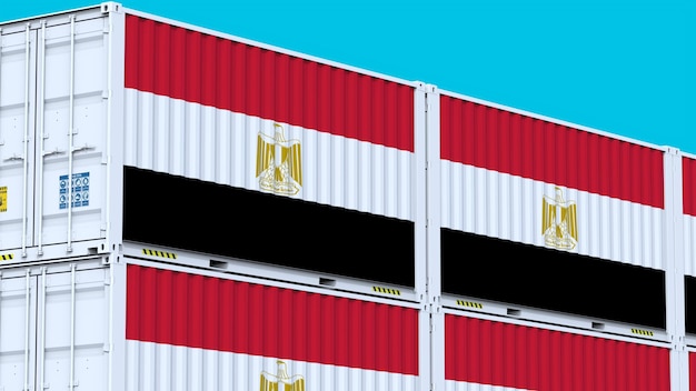 Ägyptisches Logo Navigation Handelsrouten Versandcontainer mit Emblem Logo und Flagge