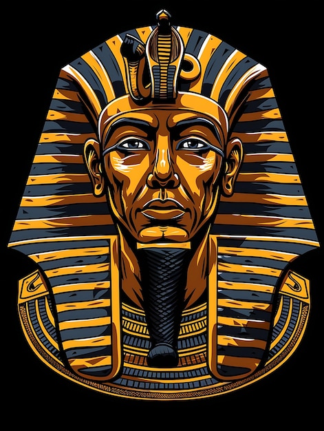 Ägyptisches Pharaon-Mannporträt mit Nemes-Kopfbedeckung und T-Shirt Design Art Tattoo Ink Frames