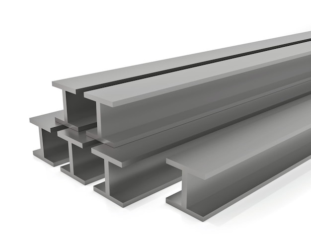 H Steelbeam Metall Stahlprodukte Stahl Galvanisierte Metallindustrie 3D-Rendering