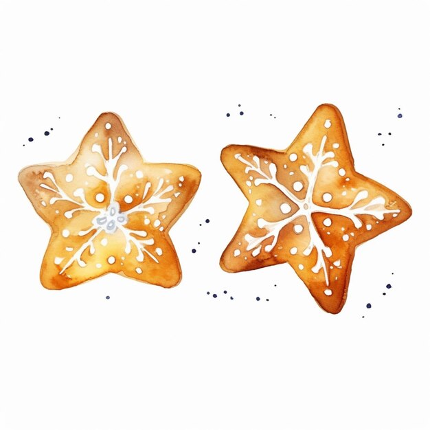 Há dois biscoitos que são em forma de estrelas em um fundo branco generativo ai