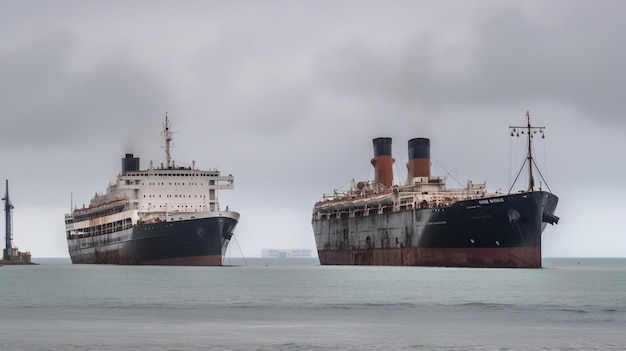 Há dois navios que estão sentados na água gerador ai