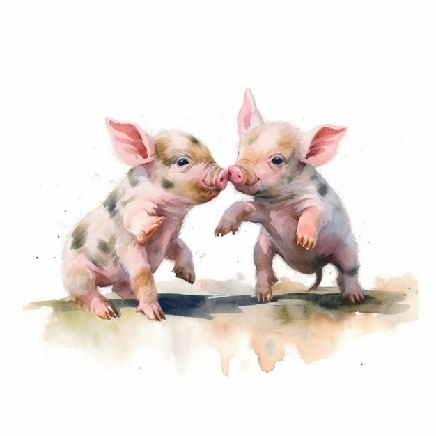 Há dois porcos que estão de pé um ao lado do outro generativo ai