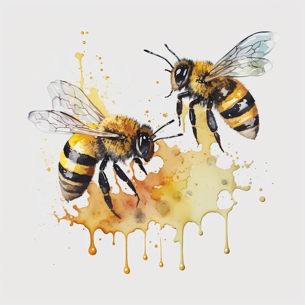 Há duas abelhas que estão de pé um ao lado do outro generativo ai