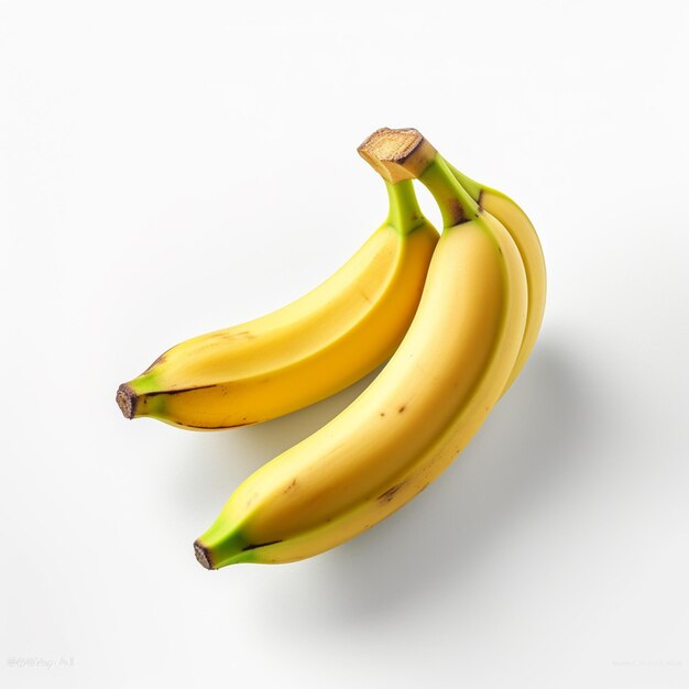 Há duas bananas que estão em uma superfície branca generativa ai
