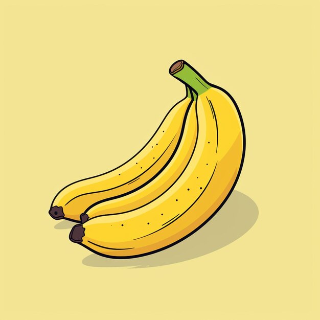 há duas bananas que estão sentadas em uma superfície amarela generativa ai