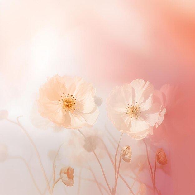 Foto há duas flores brancas que estão no meio de uma imagem generativa ai