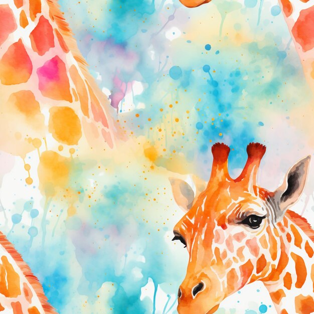 Há duas girafas que estão de pé juntas no ai gerador de aquarela