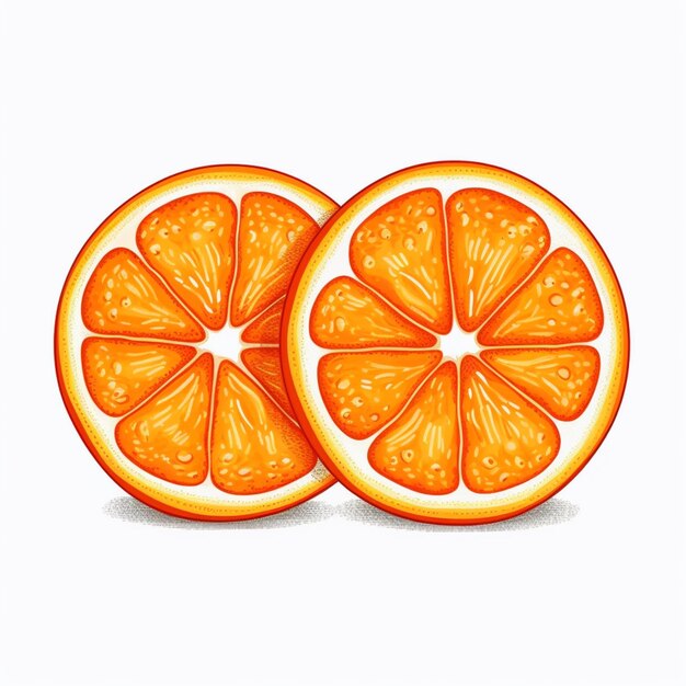 há duas metades de laranjas cortadas ao meio em um fundo branco