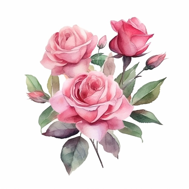 Há duas rosas cor de rosa que estão em um fundo branco generativo ai