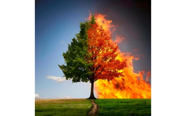 Se ha generado un concepto de cambio climático para los árboles incendiados.