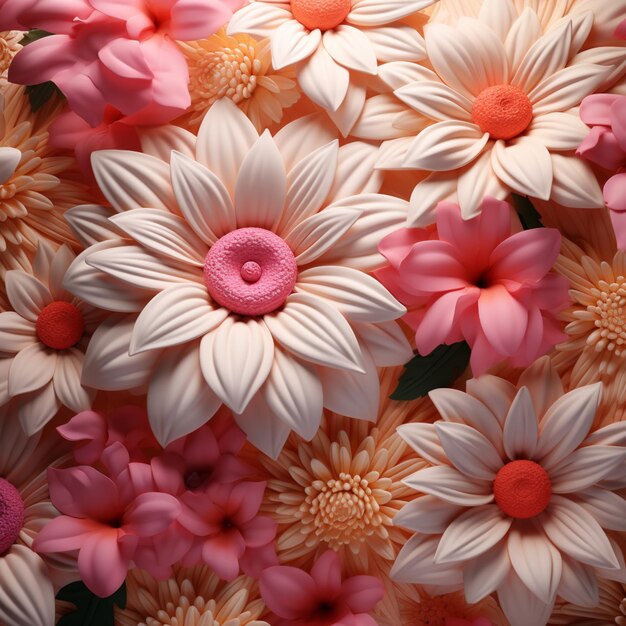 Foto há muitas flores que são feitas de fondant icing generative ai