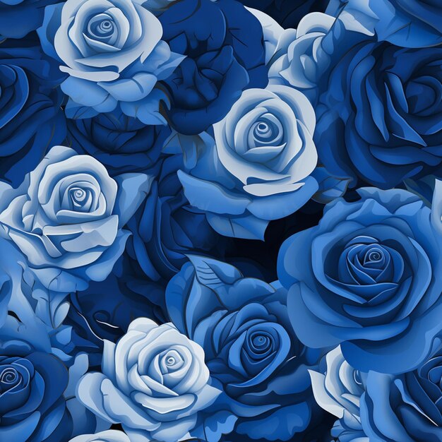 Foto há muitas rosas azuis que estão em um cacho juntos generativo ai