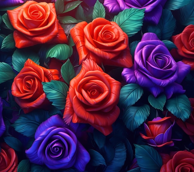 há muitas rosas de cores diferentes que estão na imagem generativa ai