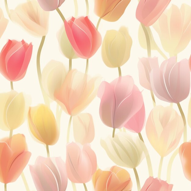 Foto há muitas tulipas de cores diferentes em um fundo branco generativo ai