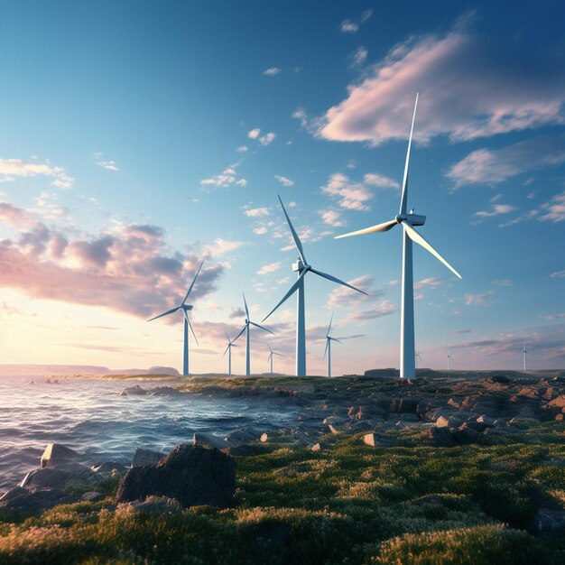 há muitas turbinas eólicas na costa do oceano geradoras de IA
