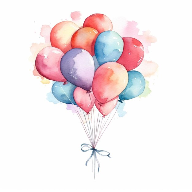 Há muitos balões que estão amarrados juntos no ar gerador ai
