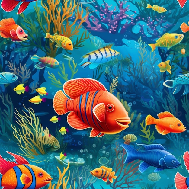 Há muitos peixes de cores diferentes nadando no oceano generativo ai