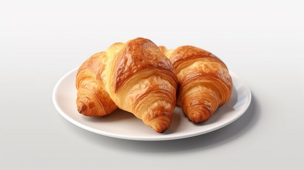 há três croissants em um prato sobre uma mesa generativa ai