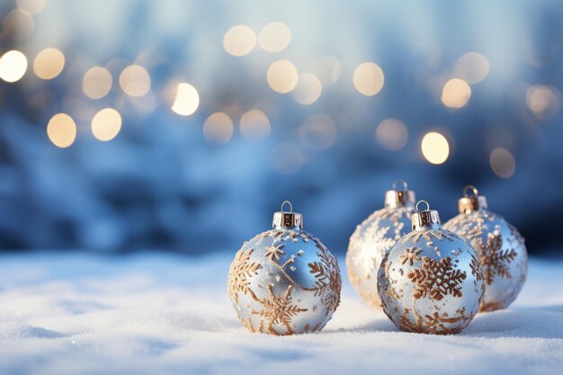 Há três ornamentos que estão sentados na neve generativa ai