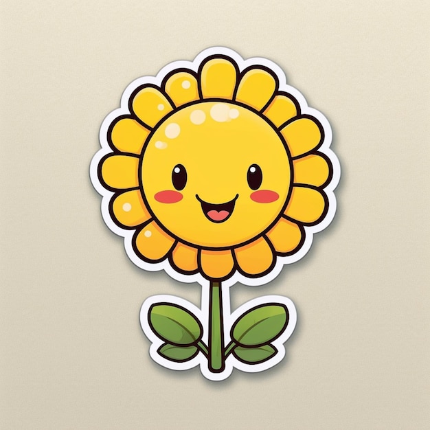 Há um adesivo de uma flor amarela com um rosto feliz generativo ai