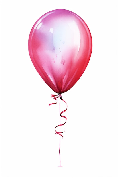 Foto há um balão rosa com uma fita vermelha presa nele ai generative