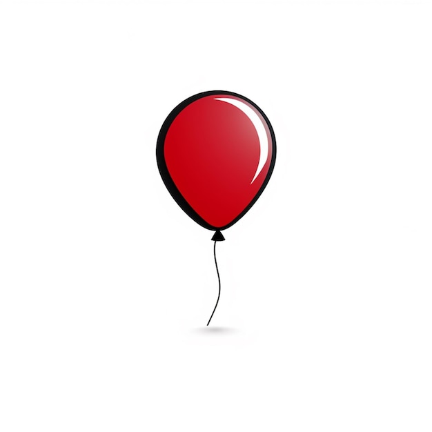 há um balão vermelho com um barbante preto preso a ele ai generativo