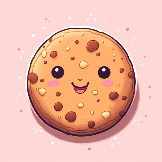 Foto há um biscoito de desenho animado com uma cara nele.