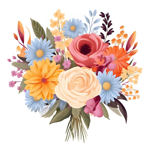 Foto há um buquê de flores com diferentes cores e tamanhos ia generativa